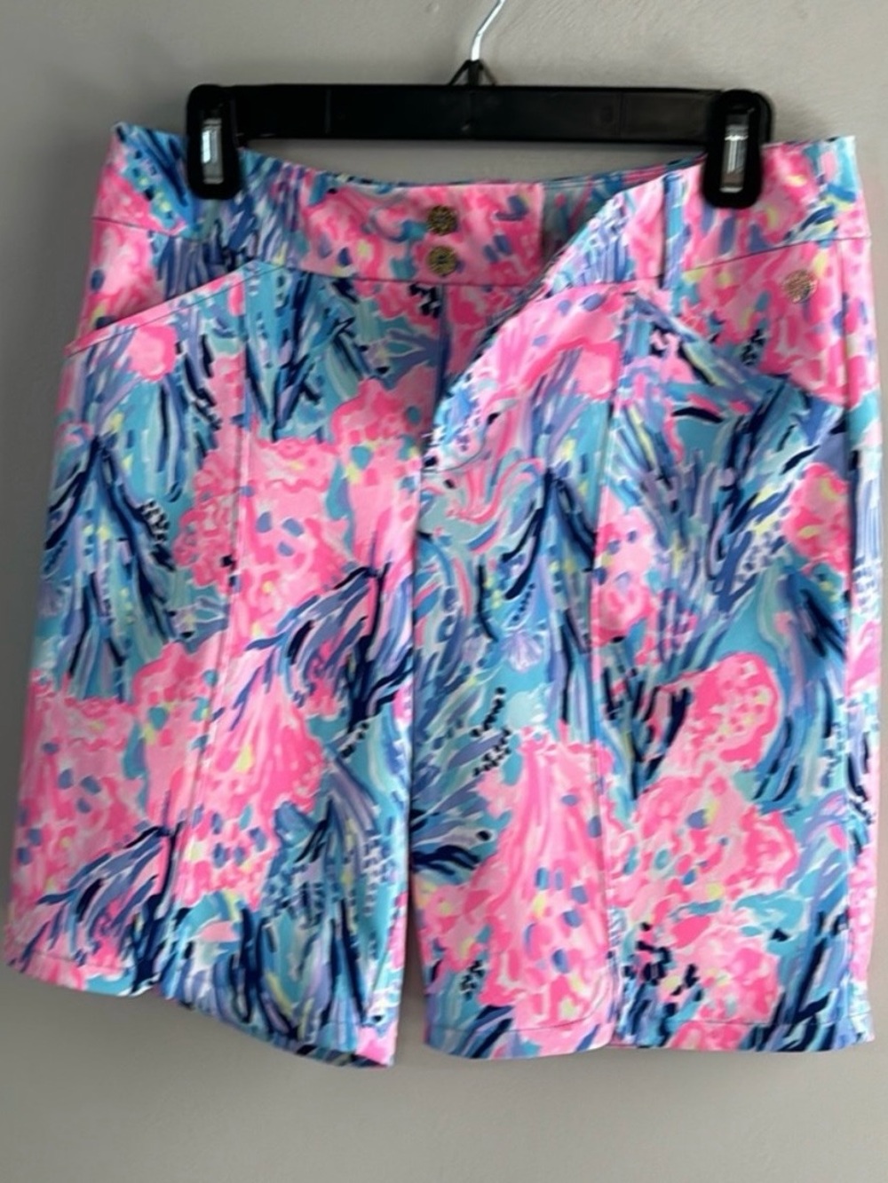 Lilly Pulitzer Coral Pink & Sky Blue Floral Bermuda Shorts